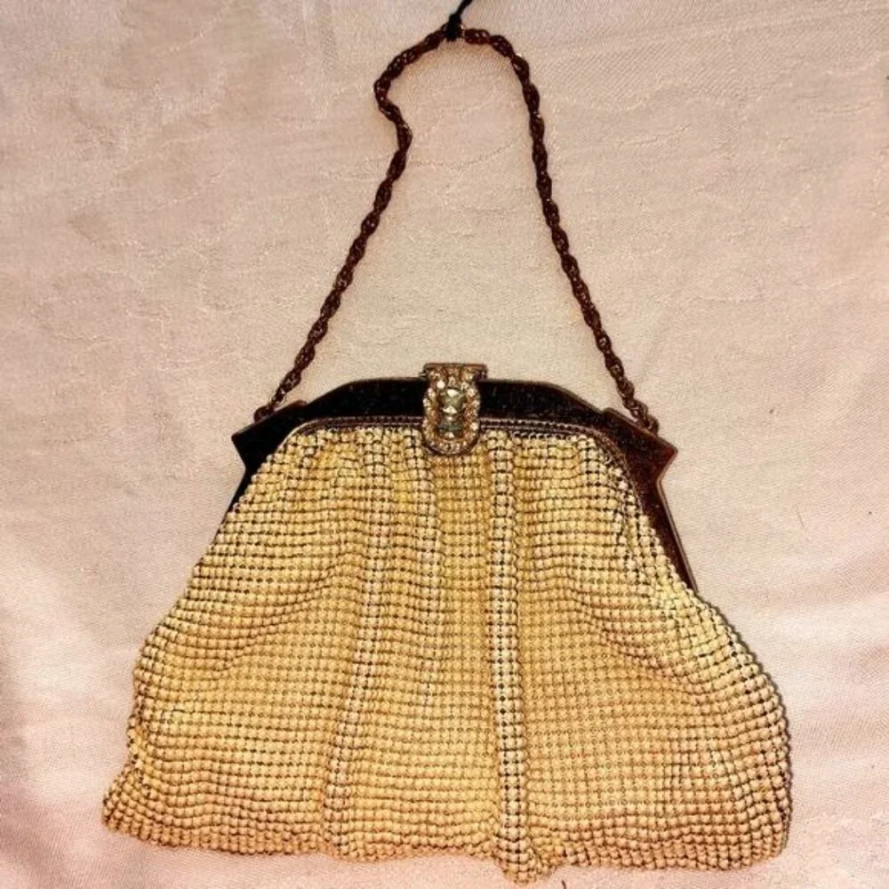 Whiting & Davis 1940s Ivory Rhinestone Vintage Bag - Picture 2 of 7